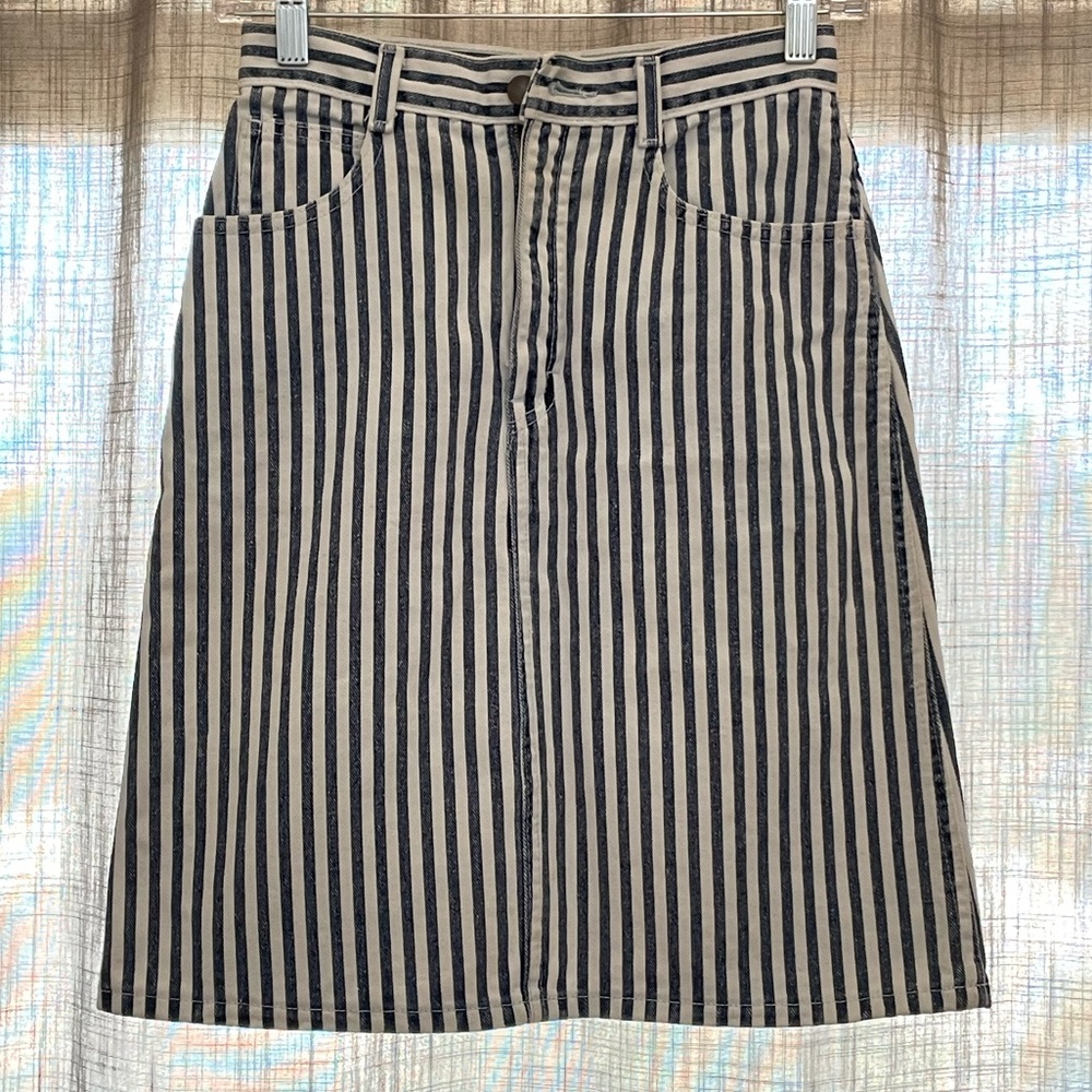 VINTAGE Striped Jean Mini Skirt